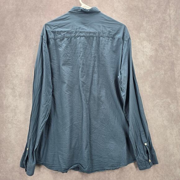 H&M Blue Long Sleeve Button Down Cotton Mens Shirt Large - Picture 2 of 6